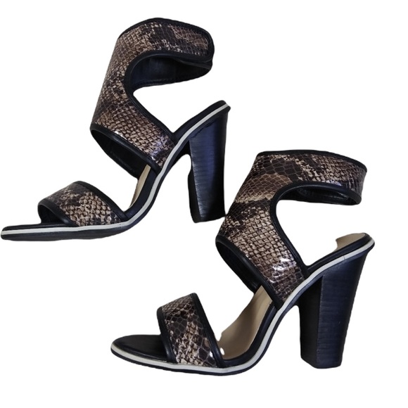 Beau & Ashe Tana Brown and Cream Reptile Semi Bootie Sandals Sz 9 - Picture 2 of 10